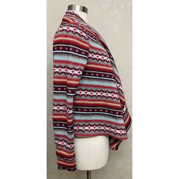 Womens Girls Alice Moon Open Front Cardigan Sweater Long Sleeve Cuff Fair Isle S - Picture 3 of 7